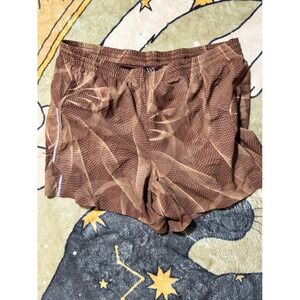 VRST Mens XL Accelerate Running Shorts 5" Inseam Brown‎ Patterned Lightweight